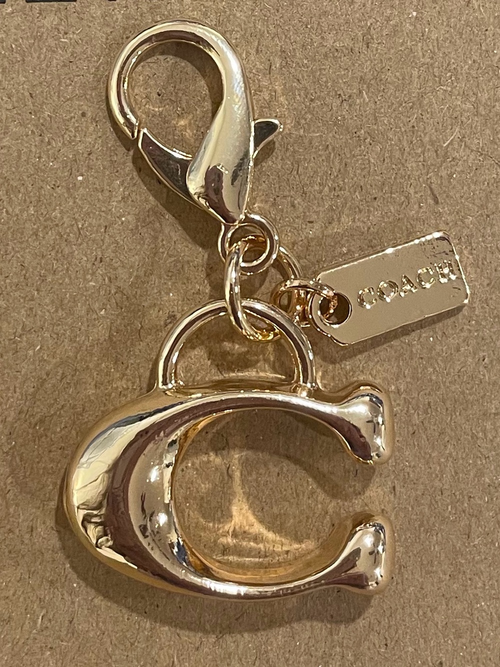 Coach Gold C Charm Key Clip